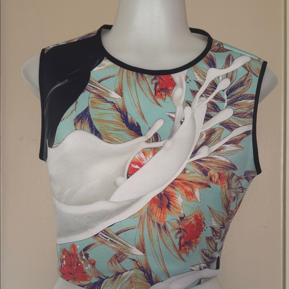 Clover Canyon Black and Aqua Artistic Tank Top